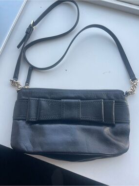 kate spade Black Leather Crossbody with Front Bow